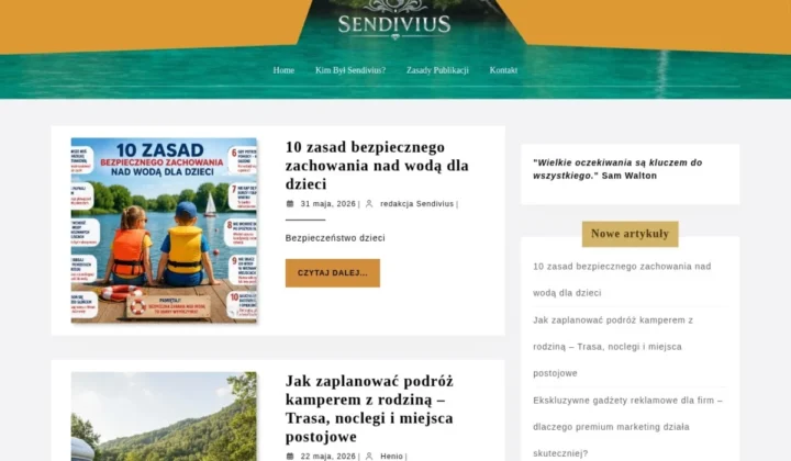 Podgląd strony Sendivius – portal z wiedzą, poradnikami i ciekawymi artykułami o marketingu i stylu życia